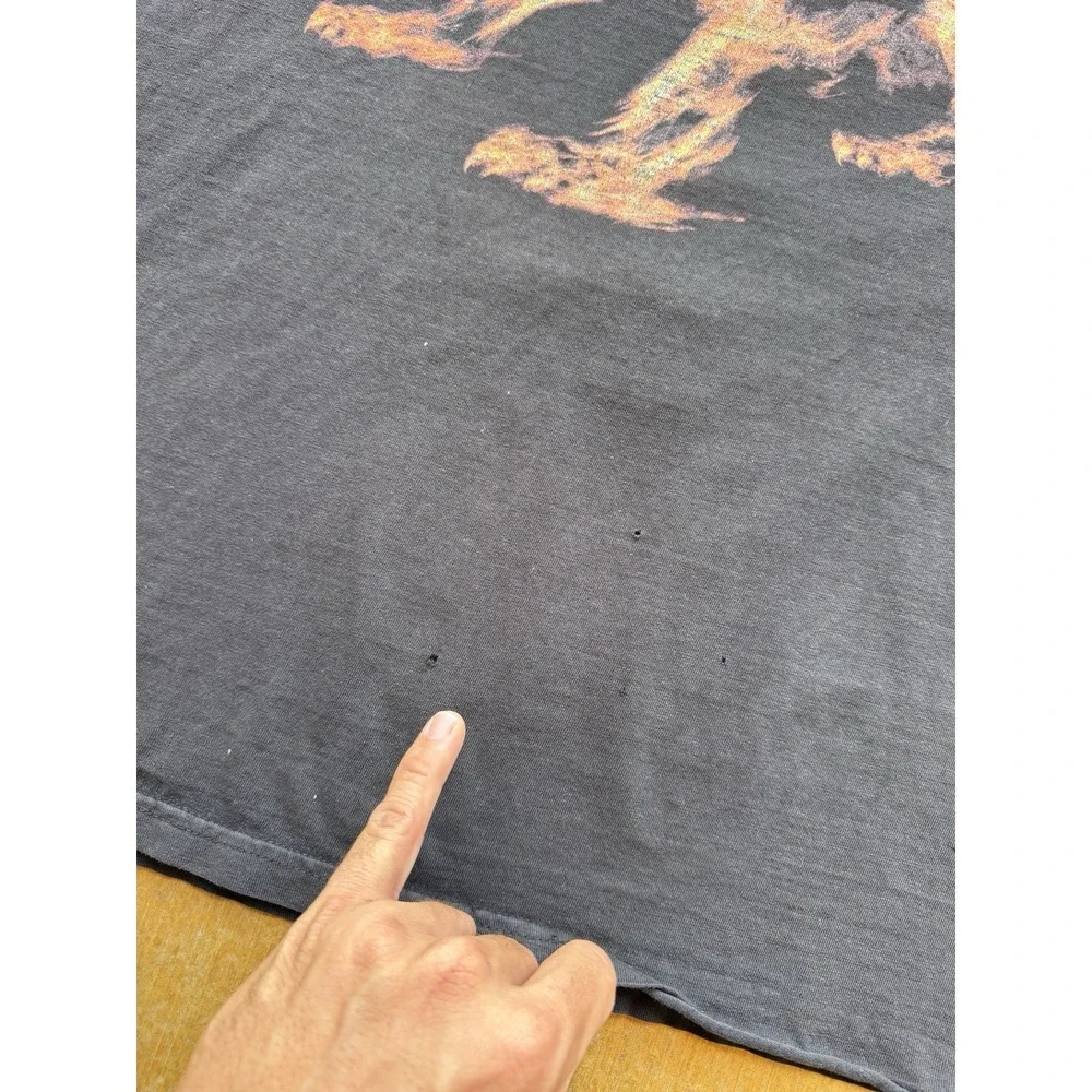 Harley Davidson Faded & Distressed Flames Wolf Minneapolis Biker Y2K T-Shirt (L)